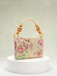 SCULPTEDSTYLE BAGS 1 件彩色 PVC 亮片花卉和叶子图案假日风格女士腋下包，时尚圆环编织肩带单肩包，适合夏季海滩旅行休闲（花卉图案随机发送） - 彩色 - 查看 5