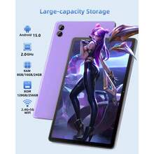 TenYide Tablet Android 15 de 10 Polegadas, Tablet Celular com Slot para Dois Chips, Tablet & Telefone 4G LTE (Faz Chamadas), 1080 HD IPS, 16GB+128GB, Suporta Expansão de 1TB, Tablet com Câmera de 13MP+5MP, GPS, Wi-Fi 5G, USB - Púrpura - Visão 3