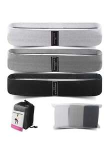 Zestaw 3-częściowych taśm oporowych z tkaniny do ćwiczeń z przewodnikiem po taśmach ćwiczeniowych, taśmy ćwiczeniowe, zestaw taśm oporowych do ćwiczeń bioder, ud, pośladków, nóg, pilates flexbands, taśmy ćwiczeniowe do nóg i pośladków, joga, pilates, rehabilitacja, fitness i trening domowy