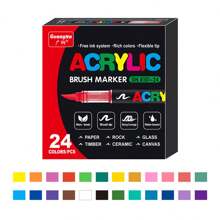 Feutres aquarelle, marqueurs à tête de brosse souple, 12 couleurs de feutres aquarelle, parfaits pour la canevas, la peinture sur roches, le bois, la pierre, le verre, la céramique, la peinture sur textile, des cadeaux faits main DIY pour la rentrée