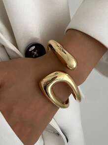 1 Peça Vintage Bracelete de Gargantilha Criativa de Moda Exagerada de Metal Geométrico Assimétrico com Design de Gota d''Água Oca, Joia Punk Minimalista Grossa, Adequada para Uso Diário, Férias, Diferentes Festas e Acessório de Banquete para Mulheres