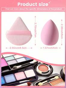 3pcs Makeup Sponge Applicator For Cream, Powder Concealer And Loose Powder +3pcs Soft Triangle Mineral Powder Puff Set For Face Makeup - Multicolor - View 4