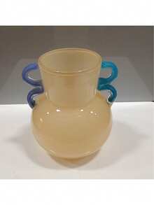 VASO DECORATIVO ENFEITE CASA VIDRO 21x17x17cm MARFIM