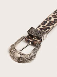 1 Stück Damen Bohemian Stil Gürtel, klassischer PU-Leder Retro Schnallen Blumen Muster Vintage Western Stil vielseitiger Jeans Gürtel