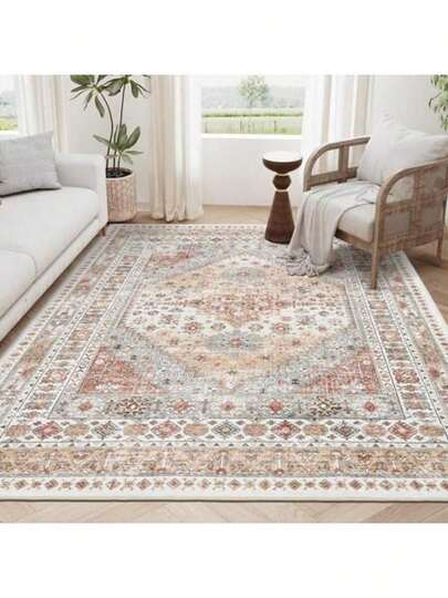 850gsm Velvet Minimalist Entrance Room Indoor Luxury Washable Bedroom Distressed Velvet Carpet, Vintage Color & Soft Touch, Unique Charm. Luxury Velvet Carpet - Thick, Washable, Non-Slip, Vintage Abstract Geometric Pattern, Suitable For Living Room, Bedroom, Office And Cafe Decoration