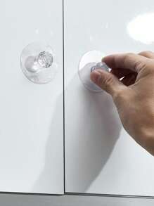 5pcs Transparent Crystal Door Knobs, Cabinet Drawer Door Knobs Handles, Self-Adhesive Handle With Hook, Furniture Door Decorative Hardware