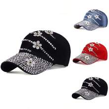 4 Decal Fashionable Women's Baseball Caps, Versatile Sun-Protective Baseball Caps For Outdoor Sports And Casual Wear, Nice Diamond-Encrusted Sun Hats For Travel, Gifts For Friends, Truck Driver Hats - màu đen - Xem 2