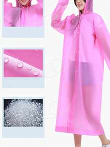 1 件可重复使用的便携式雨衣斗篷，户外旅行透明雨衣 - 粉色 - 查看 4