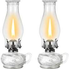 2 Pack Rustic Large Oil Lamp With Handle Vintage Glass Kerosene Lamp Antique Oil Lamps For Indoor Use Emergency Lighting Hurricane Lamp Black Chamber Oil Lantern 12.6 Height - ClearBlack2 - View 1
