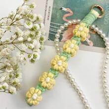 1 Stück Gänseblümchen Blume Armband Handtaschenhalter, handgefertigter Schlüsselanhänger Handyband