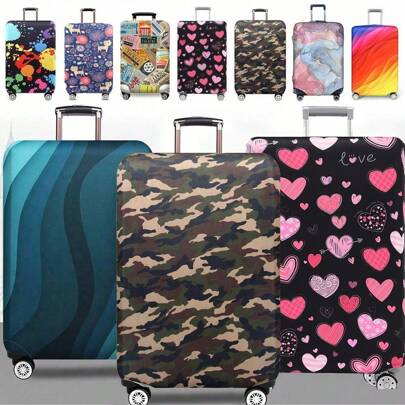18-32Inch Luggage Cover Elastic Suitcase Cover For 18 To 32 Inch Travel Case Cover Garland Pattern Anti-Scratch Protector Case Protector Cover Travel Suitcase Cover Protective Cover Dustproof Cover Trolley Case Luggage Dust Cover Travel Accessories