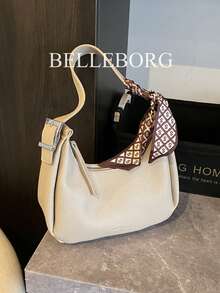 Fashionable Versatile Retro Print Shoulder Bag Underarm Bag With Scarf - View 4