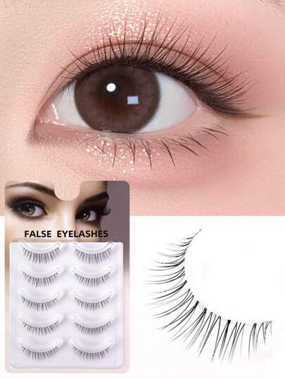 5 Pairs Super Natural Looking False Eyelashes, Invisible Band Transparent Lashes, Whole Piece Baby Style Lashes, Short Makeup Lashes, 4-8mm Cute Girl Lashes, Beginner Makeup Tools, Beginner Eyelashes