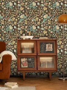 1 rollo de papel tapiz autoadhesivo de estilo europeo vintage de tono oscuro, papel de contacto de vinilo impermeable, papel tapiz bohemio extraíble para dormitorio, decoración del hogar, 17.53x394 pulgadas, decoración de pared, decoración de habitación, decoración de cocina, decoración de sala de estar