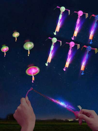 24件套LED飞行套装，5个弹弓+5架发光直升机 - 10件套，发光派对用品，派对礼品，万圣节填充物，圣诞礼物，课堂奖励，新年礼物，圣诞装饰品，家居圣诞装饰，男士创意礼物，嘉年华派对用品，个性化礼物，情人节，复活节，新年，圣诞节礼物（颜色随机）