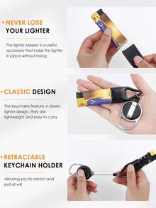 10 Piece Retractable Lighter Clip Holder Keychain With Clip, Classic Lighter Cover For Convenience (Black)