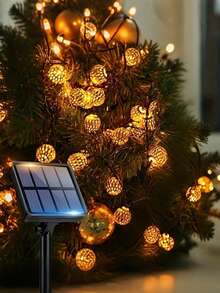 1 件摩洛哥球形太阳能灯串 - 20 个 LED 户外装饰，适用于花园、庭院、门廊、圣诞节、婚礼、派对闪烁仙女灯，具有 8 种模式，太阳能充电，镍电池，户外照明充满活力的户外灯太阳能充电灯