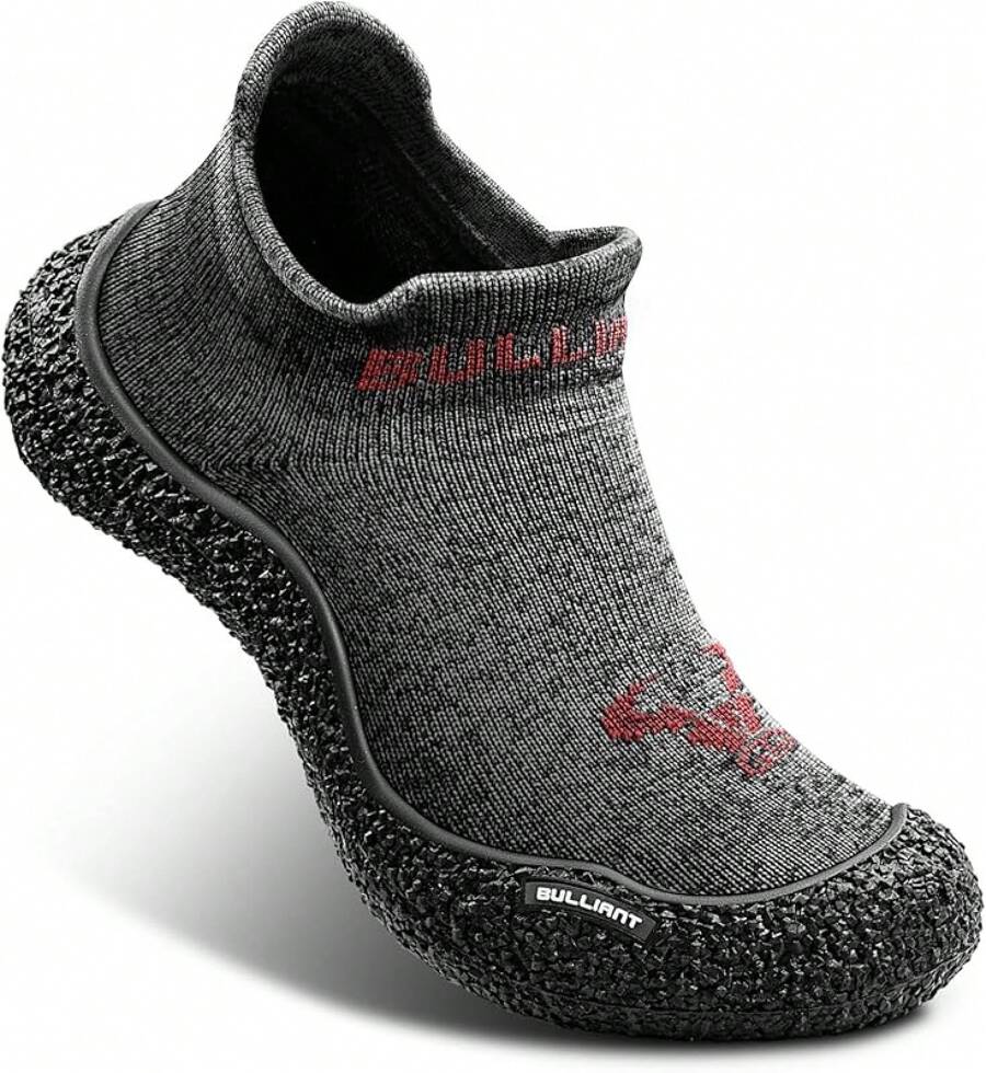 BULLIANT Men Slipper Socks,Grip Socks Hiking Shoes Barefoot Shoes Outdoor Walking Exercises - 灰色混色/玫瑰紅6254 - 查看 1