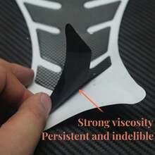 1pc Universal Motorcycle Carbon Fiber Tank Pad, Fishbone Adhesive Tank Protector Sticker, Racing Car Decal - Black - View 6