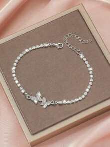 1 件合金蝴蝶装饰时尚手链（无盒） - 銀色 - 查看 5