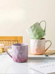 1pc High-Quality Ombre Pink Mug, Ceramic Coffee/Tea Cup For Home Use, Design-Driven Breakfast Cup, Couples Mugs Back To School - Multicolor - View 8