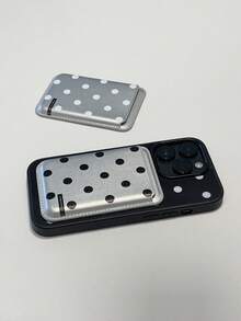 Minimalist Polka Dot Niche Magnetic Card Holder Case, Magsafe Leather Card Slot