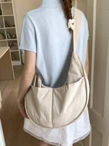 peach tree Large Capacity Crescent Shaped Shoulder Bag, Simple Solid Color Women Crossbody Bag, Adjustable Shoulder Strap, Zipper Closure, Fashion Spring Simple Solid Color Shoulder Bag, Adjustable Strap, Zipper Closure, Shoulder Bag Gift For Christmas, Scream, Young Casual Solid Color Sling Bag, Lightweight Large Capacity Shoulder Bag, Valentine's Day Gift, Peach Tree