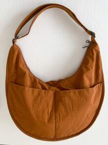 peach tree Large Capacity Crescent Shaped Shoulder Bag, Simple Solid Color Women Crossbody Bag, Adjustable Shoulder Strap, Zipper Closure, Fashion Spring Simple Solid Color Shoulder Bag, Adjustable Strap, Zipper Closure, Shoulder Bag Gift For Christmas, Scream, Young Casual Solid Color Sling Bag, Lightweight Large Capacity Shoulder Bag, Valentine's Day Gift, Peach Tree