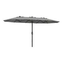 mteryoing 13FT Outdoor Umbrellas For Patio, Double-Sided Rectangular Patio Umbrella Market Umbrella With Base Waterproof And Windproof Fade Resistant Canopy For Deck Pool Garden Backyard - Grey - View 6