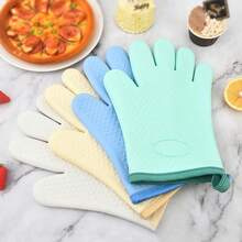 1pc Silicone Heat Resistant Oven Glove, Thick Waterproof High Temperature Microwave Oven Baking Glove - Multicolor - View 10