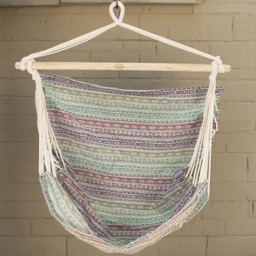 Swing One-Person Hammock Chair, Cotton Polyester Blend, Blue Culture Collab Pattern - default - View 1