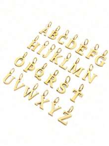 1 Stück Damen Mini-Buchstabe A-Z Initialen Halskette, goldplattierte Edelstahl gravierte Buchstaben Halskette, ästhetisches Geburtstags- oder Valentinstagsgeschenk Schmuck - Gold - Übersicht 7