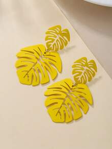 2 件波西米亚风格锌合金镂空叶元素耳环，适合女性日常佩戴、夏季海滩度假装、礼物