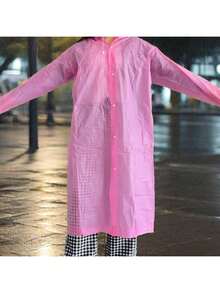 1 件可重复使用的便携式透明全身雨衣，EVA 加厚一体式雨衣，男女通用成人学生户外旅行雨披，防风防水，适合骑自行车、徒步旅行、休闲女士风格，保持干爽时尚 - 粉色 - 查看 8