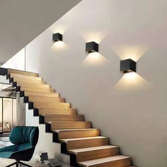 1/2 Stücke LED Aluminium Wandleuchte, 3000K warmweiß Auf-Ab-Wandleuchte, geeignet für Schlafzimmer, Flur, Treppe, Garten, Nachttischbeleuchtung, verstellbarer Winkel