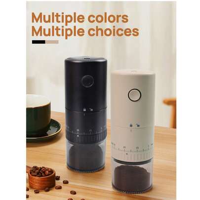 Brutelle 1个USB充电式电动咖啡研磨机，研磨粗细可调，适用于家庭、办公室、咖啡角、学校等场所。