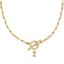 1 件金色 OT 扣项链，26 个字母 A-Z 吊坠项链，适合返校、毕业、节日礼物