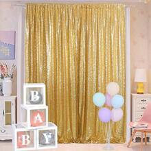 Gold Sequin Backdrop Curtains 2 Panels 2x8FT Glitter Gold Photo Backdrop Party Wedding Baby Shower Curtain Sparkle Photography Background - Gold - View 4