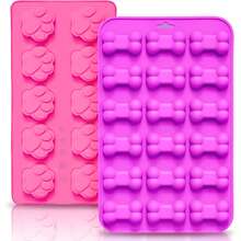 1/2 件小狗爪子烤盘，硅胶狗爪和骨头模具套装，巧克力、糖果、果冻、冰块不粘硅胶模具，DIY 烘焙工具，蛋糕装饰用品 - 彩色 - 查看 2