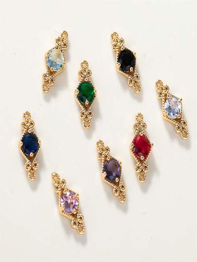 5/10件装 时尚14K镀金铜锆石蕾丝菱形双吊坠 DIY首饰制作及装饰配件，适用于耳环、发夹、项链，是送给朋友、家人、老师、爱人、生日、聚会、手工工艺品的完美礼物。