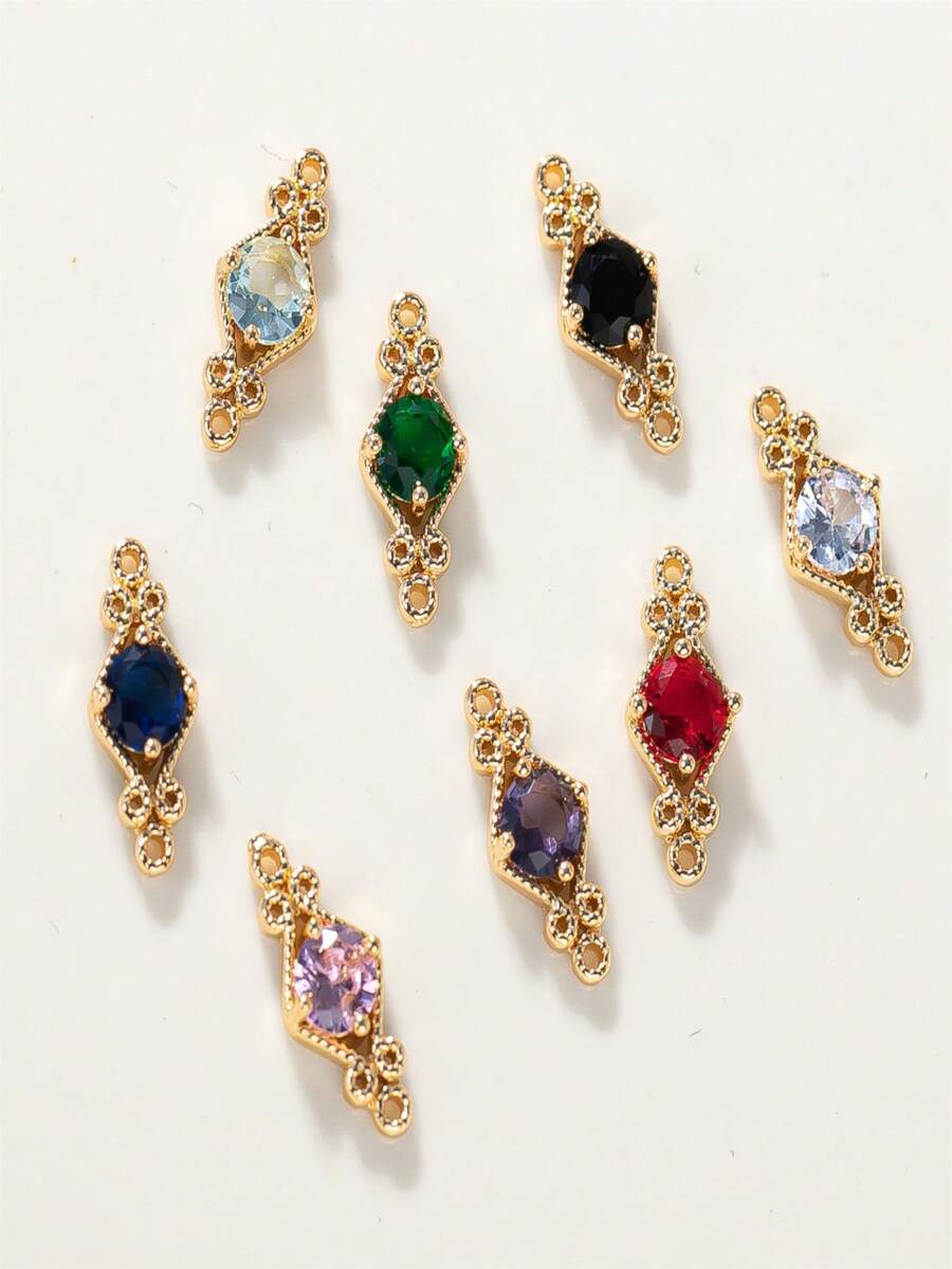 5/10 chiếc Mặt dây chuyền hình thoi đôi bằng ren đính đá Zirconia mạ vàng 14K thời trang, thích hợp làm trang sức DIY và phụ kiện trang trí, phù hợp cho bông tai, kẹp tóc, vòng cổ, món quà hoàn hảo cho bạn bè, gia đình, thầy cô, người yêu, sinh nhật, các buổi họp mặt, đồ thủ công handmade.