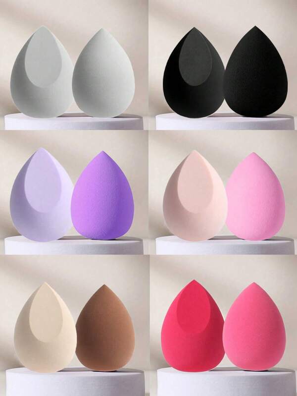 2 pezzi di spugnette per il make-up multi-colore per mescolare fondotinta, spugne per trucco lisce e uniformi per applicare liquidi/creme/polveri, spugnette a forma di uovo per ciprie e fondotinta, senza lattice, per uso bagnato e asciutto, adatte per tutti i tipi di pelle