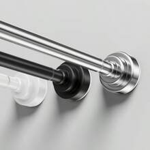 LOMILD 1 件多功能伸缩杆 - 无需钻孔，适用于浴帘、窗帘、门帘、衣柜储物和阳台晾衣场景 - 不锈钢材质，带有易于安装的塑料底座 - 有银色、黑色、白色、灰色可选；可调节张力窗帘杆，多种组合，无需钻孔不锈钢挂衣杆适用于浴室、衣柜、衣柜、浴室配件浴室装饰 - 多色-多尺寸 - 查看 1