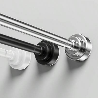 LOMILD 1 件多功能伸缩杆 - 无需钻孔，适用于浴帘、窗帘、门帘、衣柜储物和阳台晾衣场景 - 不锈钢材质，带有易于安装的塑料底座 - 有银色、黑色、白色、灰色可选；可调节张力窗帘杆，多种组合，无需钻孔不锈钢挂衣杆适用于浴室、衣柜、衣柜、浴室配件浴室装饰