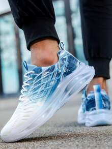 2025 New Breathable Shock Absorbing Sports Running Mesh Casual Chunky Sneakers For Teenagers, Durable For Men - Blue and White - View 4