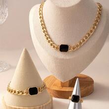 Set de 3 piezas de joyería para mujer, collar, pulsera y anillo de moda y estilo casual, adecuado para uso diario, regalo para amigas, para mujeres, para vacaciones