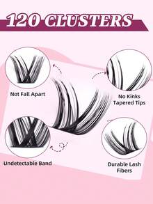 120 piezas de extensiones de pestañas estilo ojo de gato D-Curl esponjosas, racimos de pestañas gruesas de 8-16 mm, extensiones esponjosas naturales, kit de extensiones de pestañas falsas de mink DIY, voluminizador de pestañas, textura de pestañas suave y esponjosa, look de maquillaje dramático y desordenado, adecuado para cosplay, actuaciones, uso en fiestas - D - Ver 7