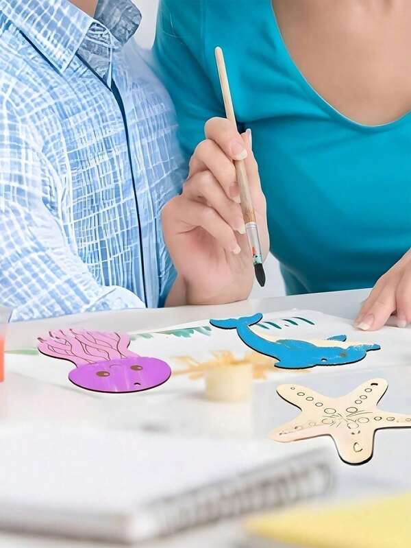 12 Stücke kreative, handbemalte Holzstücke in Eisform, unbemalt Eisform Holzausschnitte DIY Handwerk Blanko Holzhängeornamente, Holzscheiben, DIY Holzornamente unbehandelt mit vorgebohrten Löchern, Geschenke für Bastelprojekte, Tischdekoration, Feiertags-Hängedekoration, geeignet für DIY Basteleien, Kunstprojekte und Schmuckherstellung, für Hochzeit, Muttertag, Sommer Deko, Abschlusszeit