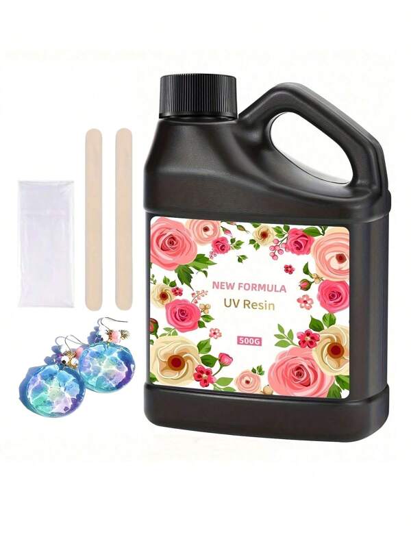 [500g UV Harz Set] - Ultra klarer, schnell aushärtender Epoxidharz für Schmuckherstellung, DIY Basteln, Formen & Beschichtungen - hart, blasenfrei, hochglänzend (kristallklar)