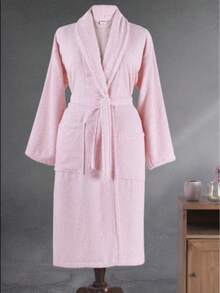 Made In Turkey - Luxury Bathrobe – L/XL, 64x116 Cm & 67x119 Cm- Anthracite,Pink 100% Turkish Cotton, Ultra Soft & Absorbent Robe For Men And Women - Pink - View 1